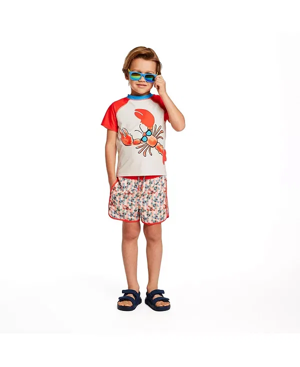 Детский купальник для мальчиков с принтом Rashguard Set Andy & Evan, Orange Lobster — фото 2