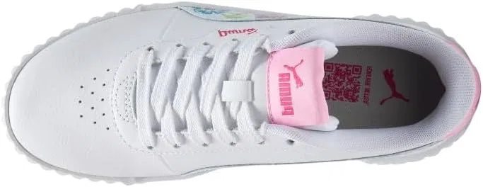 Детские кроссовки для девочек с принтом Carina 3.0 Flower Power PUMA, White-Blue — фото 4