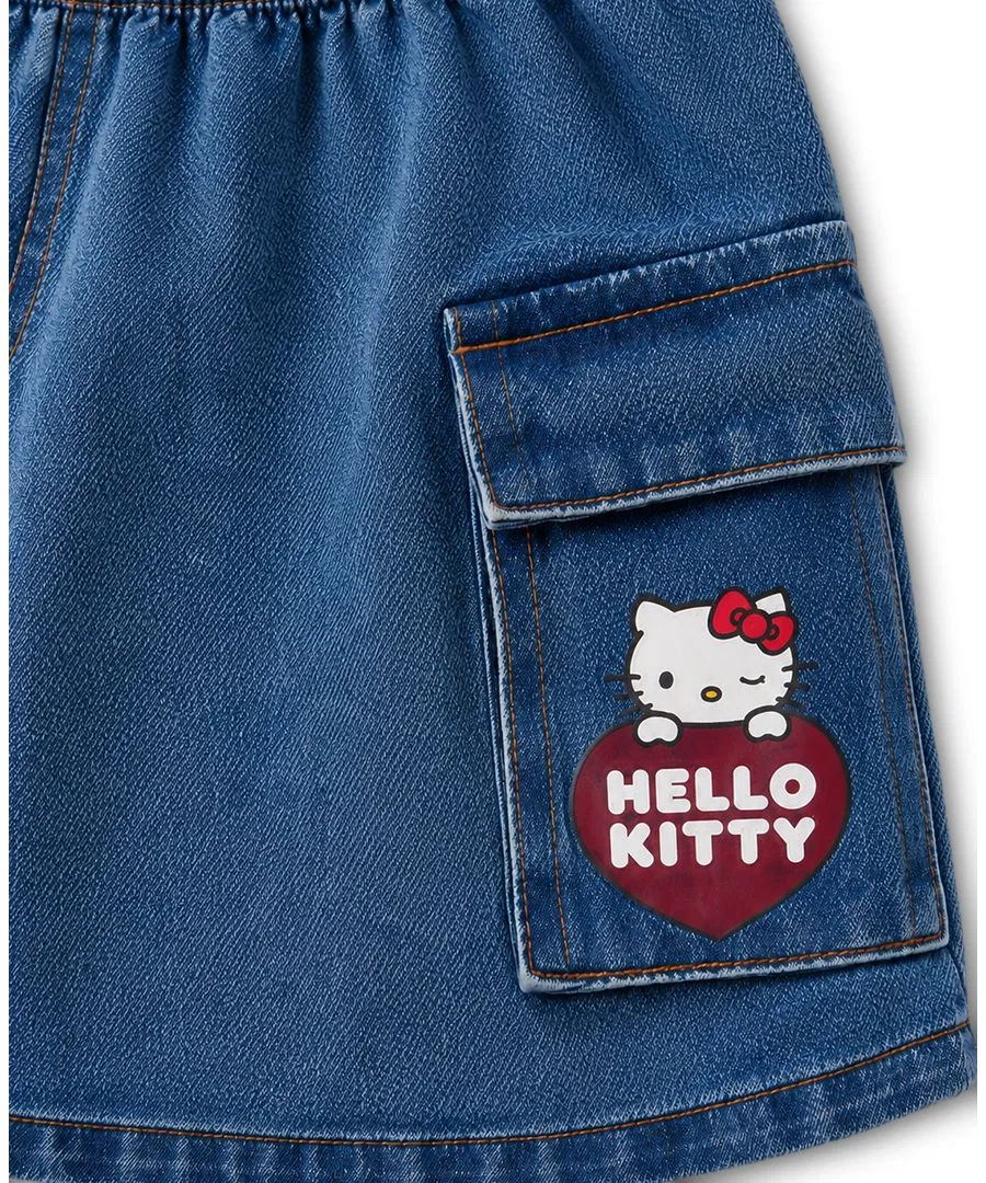 Комплект: свитшот с принтом и джинсовая юбка Hello Kitty, White/Red/Blue — фото 4