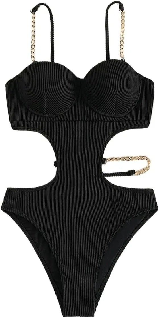 Женский монокини с вырезами Push Up, Black