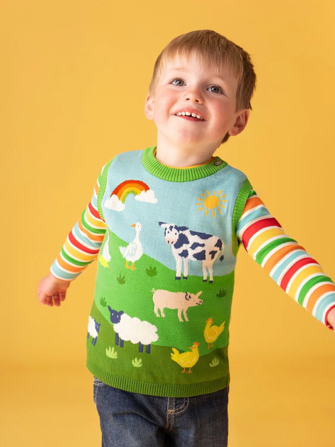 Футболка с длинным рукавом Frugi Rainbow Rib, синий