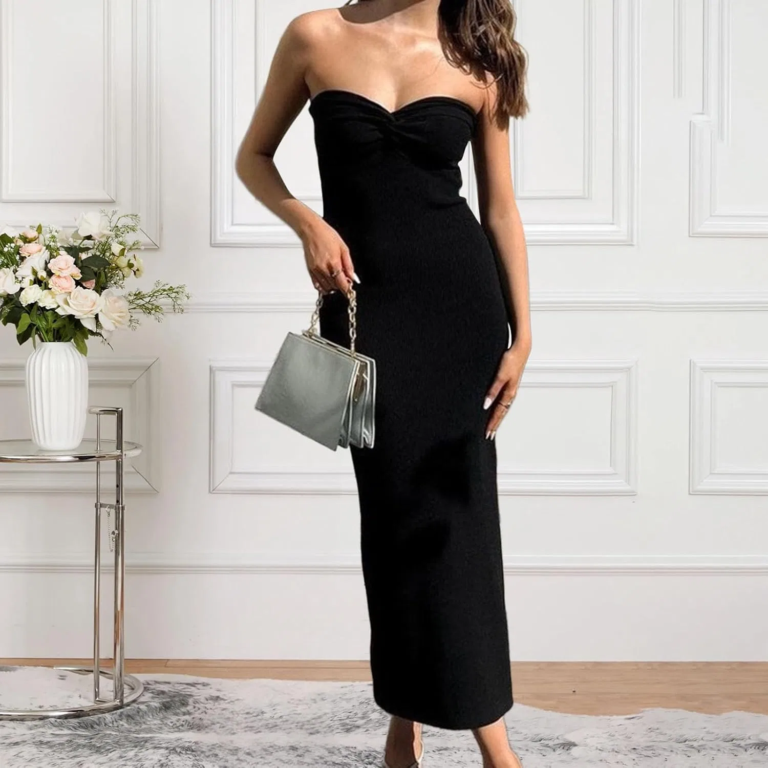 Женское облегающее платье с крученым передом Cocktail, Black — фото 4