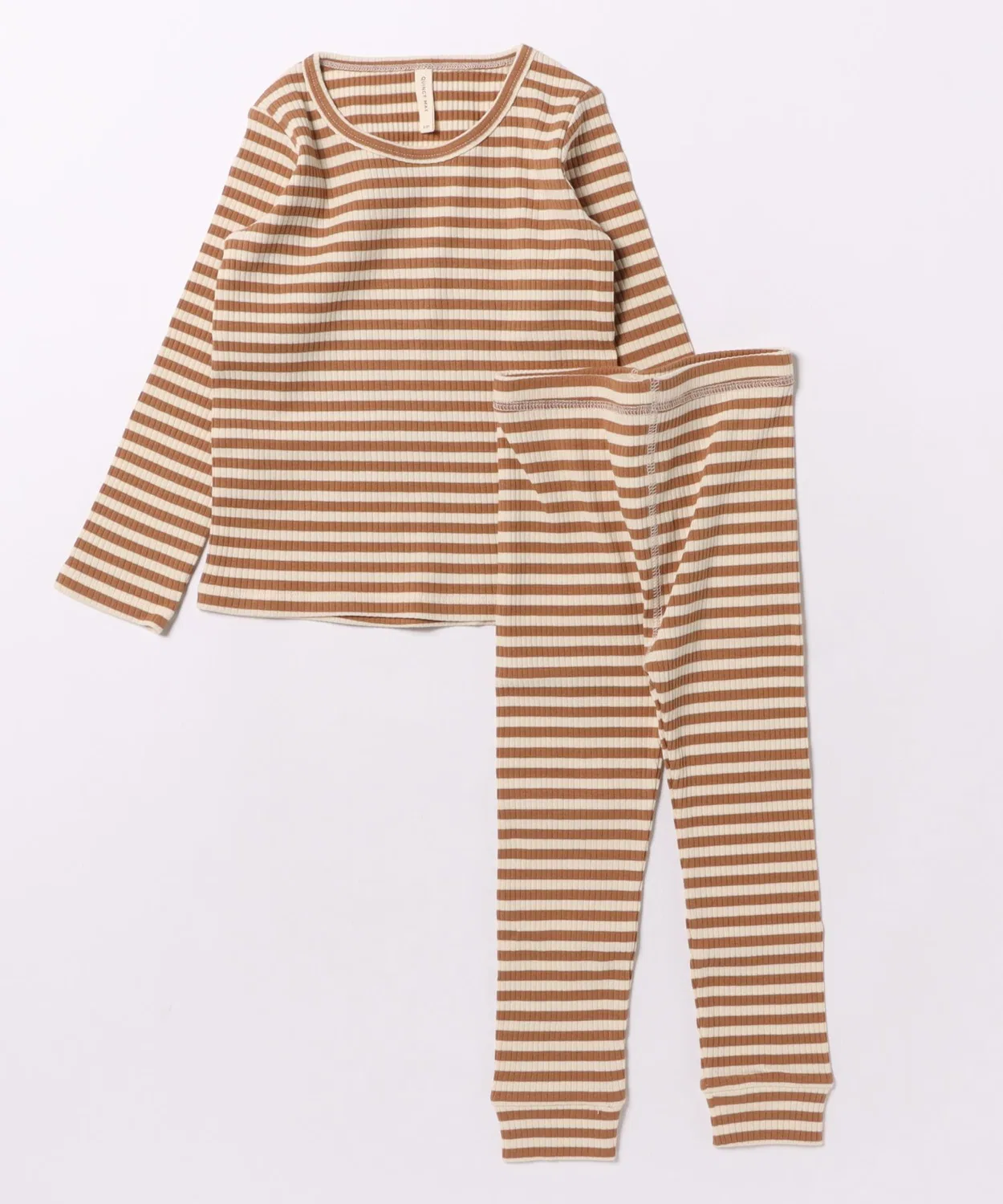 Детский комплект из лонгслива и леггинсов с принтом Cinnamon Stripe Quincy Mae, White/Brown