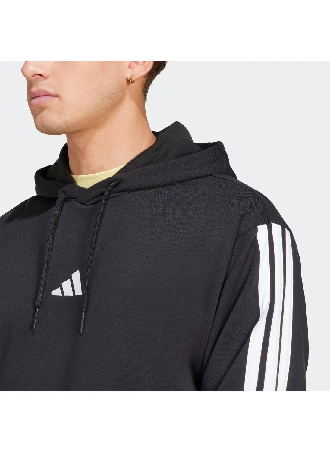 Худи с длинным рукавом 3 stripe essential french terry Adidas, черный — фото 3