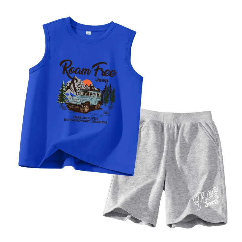 Детский спортивный комплект с принтом Jeep, Blue/E Mountain Blue Car-Gray/E Line White Left K