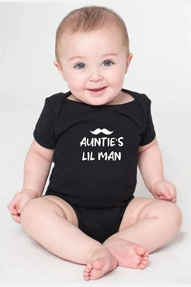 Детское боди-комбинезон для мальчиков с принтом Auntie'S Lil Man Venüsdijital, Black