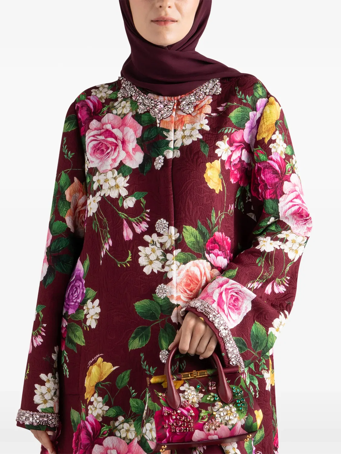 Пальто с цветочным принтом Dolce & Gabbana, красный — фото 4
