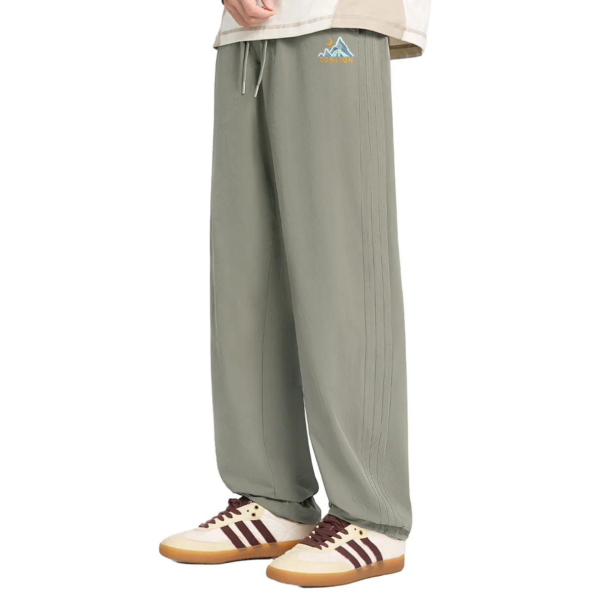 Детские брюки свободного кроя с широкими штанинами Tonlion, Light Green
