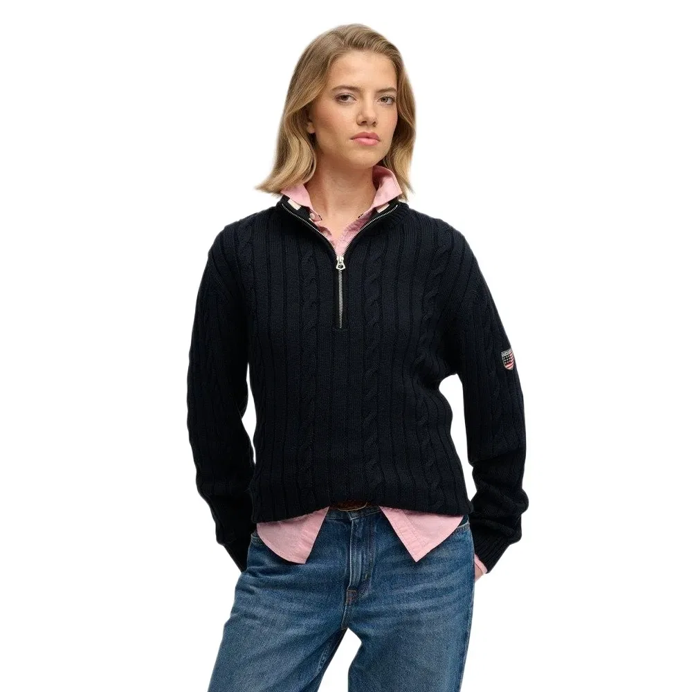Свитер половинная молния Superdry Slouchy Cable Superdry, черный
