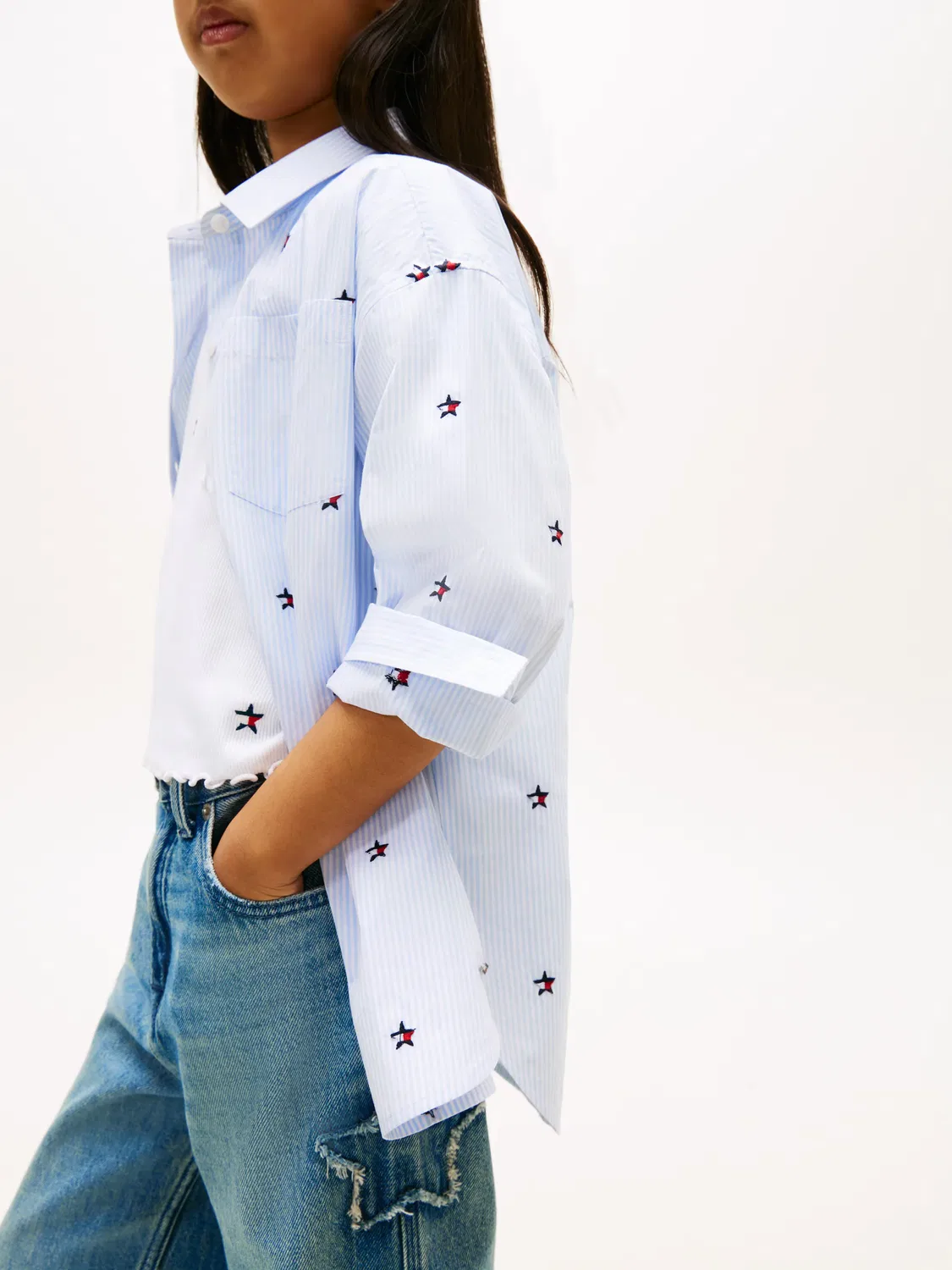 Детская рубашка для девочек с длинным рукавом Tommy Hilfiger, Azul — фото 3