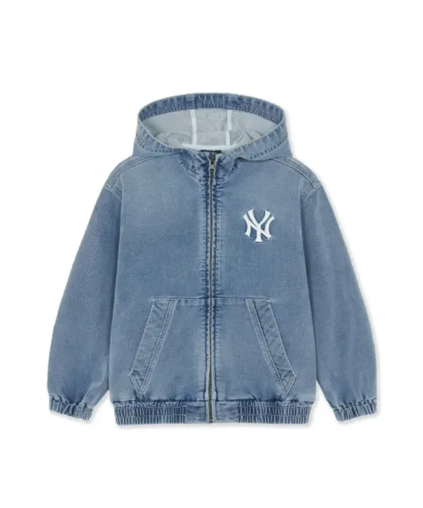 Джинсовая куртка-худи базовая, ny Mlb Kids, синий — фото 3