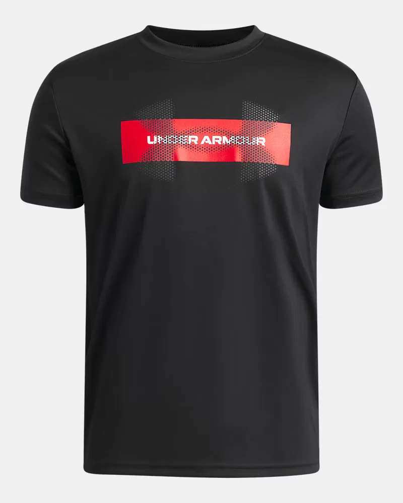 Футболка для мальчиков с коротким рукавом, быстросохнущая UA Tech Graphic UnderArmour, Black/Red/White