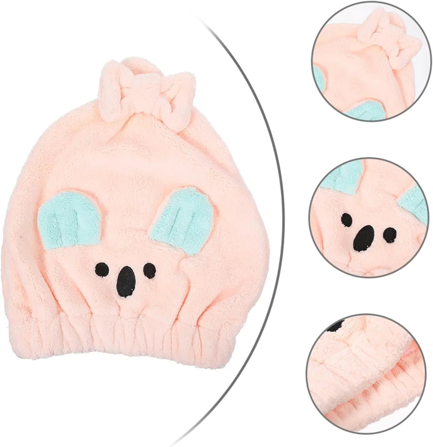 Шапочка для душа Housoutil, 2 шт, Coral Fleece, 31x21x1 см, White — фото 2