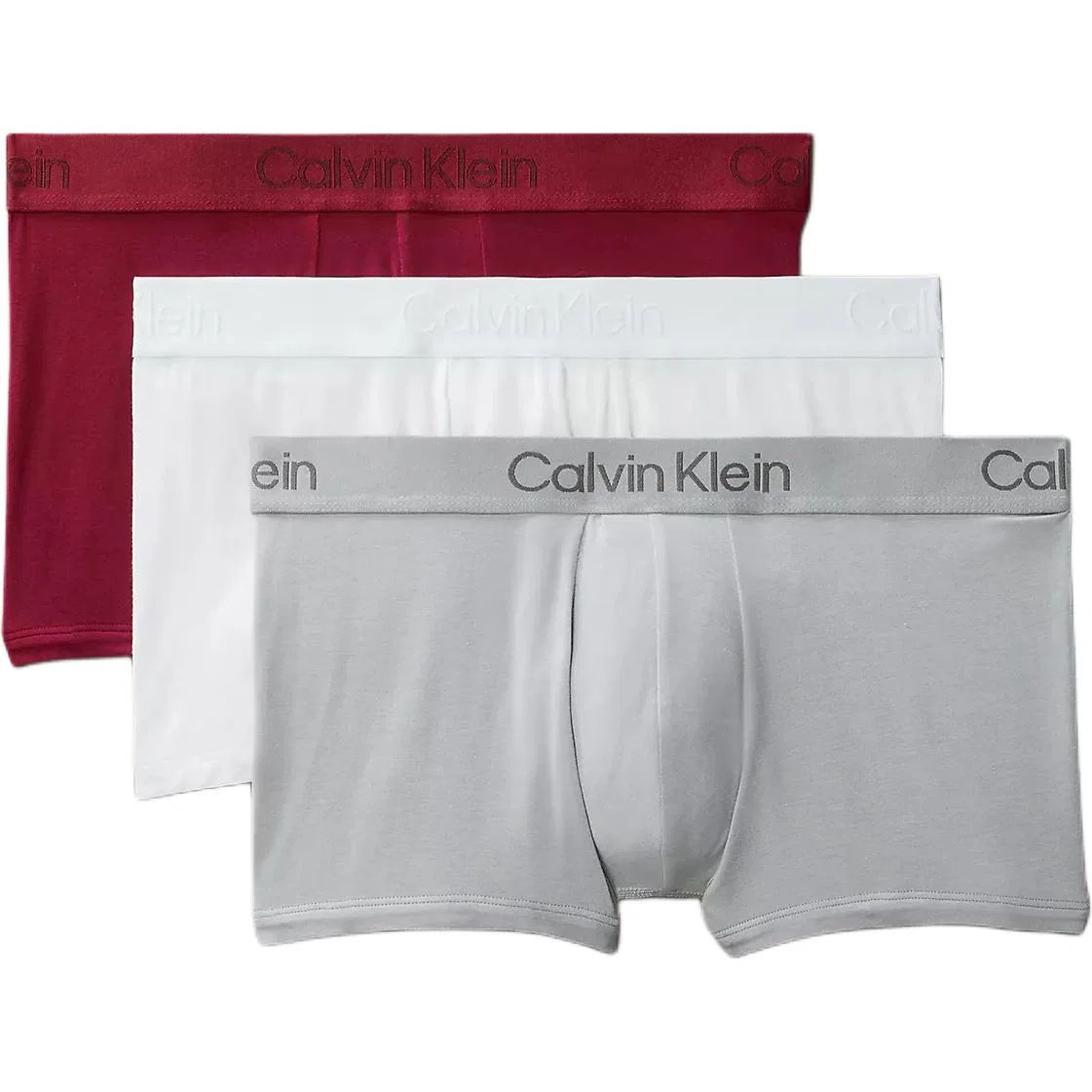 Мужские боксеры с длинной штаниной, комплект из 3 штук, Calvin Klein, Premium Gray+Beet Red+Ice Gray