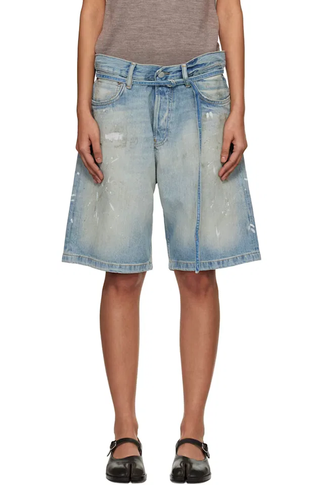 Синие джинсовые шорты с поясом Acne Studios