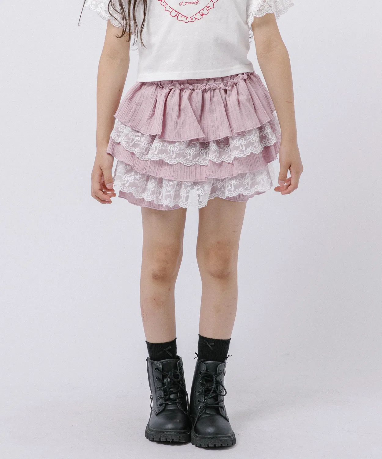 Детские шорты с фриллами и кружевом, модель Two-Tier Frill URBAN CHERRY, Pink