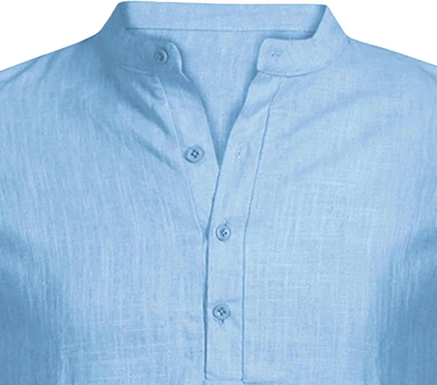 Мужская футболка с воротником-стойкой из льна, Lightweight, Blue — фото 3