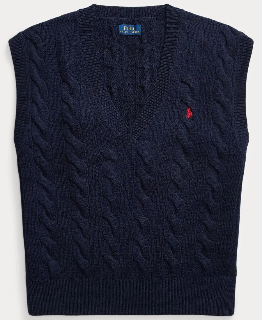 Безрукавный свитер-жилет с V-образным вырезом Polo Ralph Lauren, Hunter Navy — фото 3