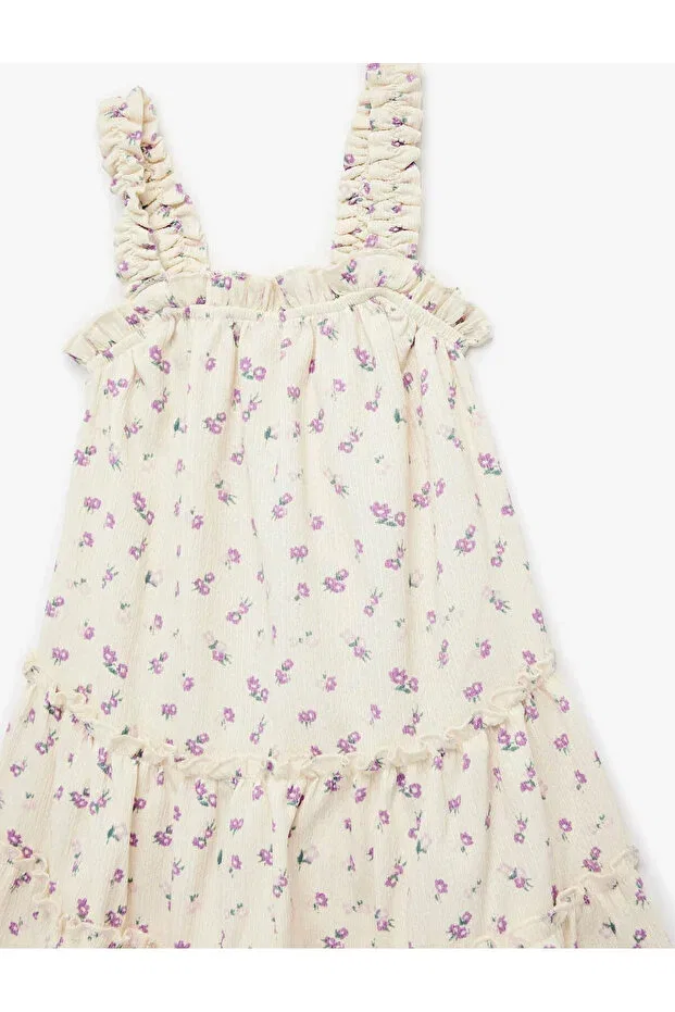Детское платье для девочек хлопковое Koton, Beige Patterned — фото 3