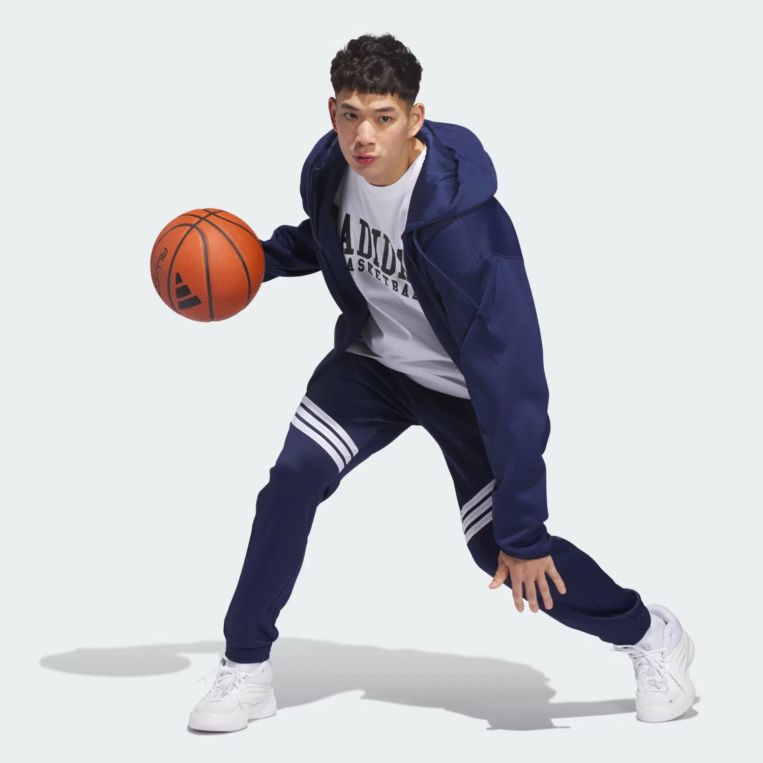 Мужское худи на молнии с технологией Climawarm Crazy Warm Adidas Performance, темно-синий/белый — фото 3
