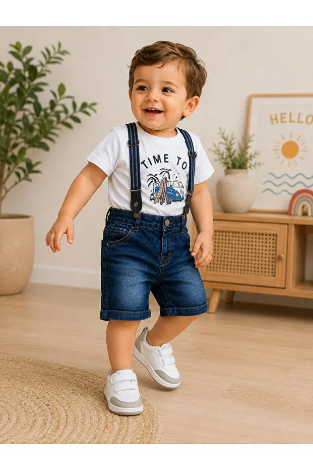 Детские шорты для мальчиков из габардина Chicsy Baby, Dark Navy Blue — фото 2