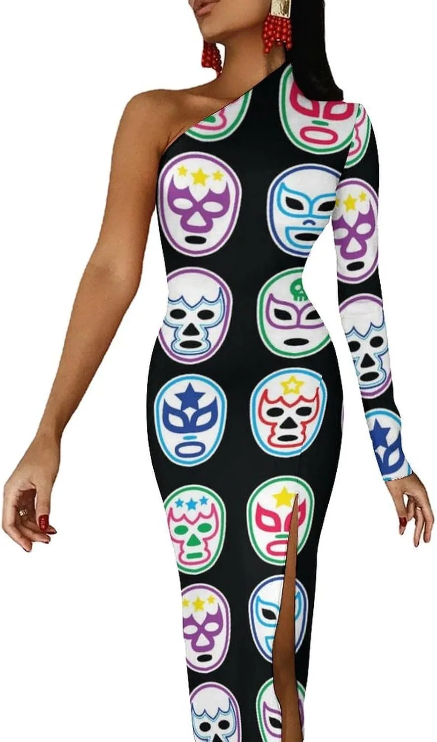 Женское платье с одним плечом и разрезом Lucha Libre, Style