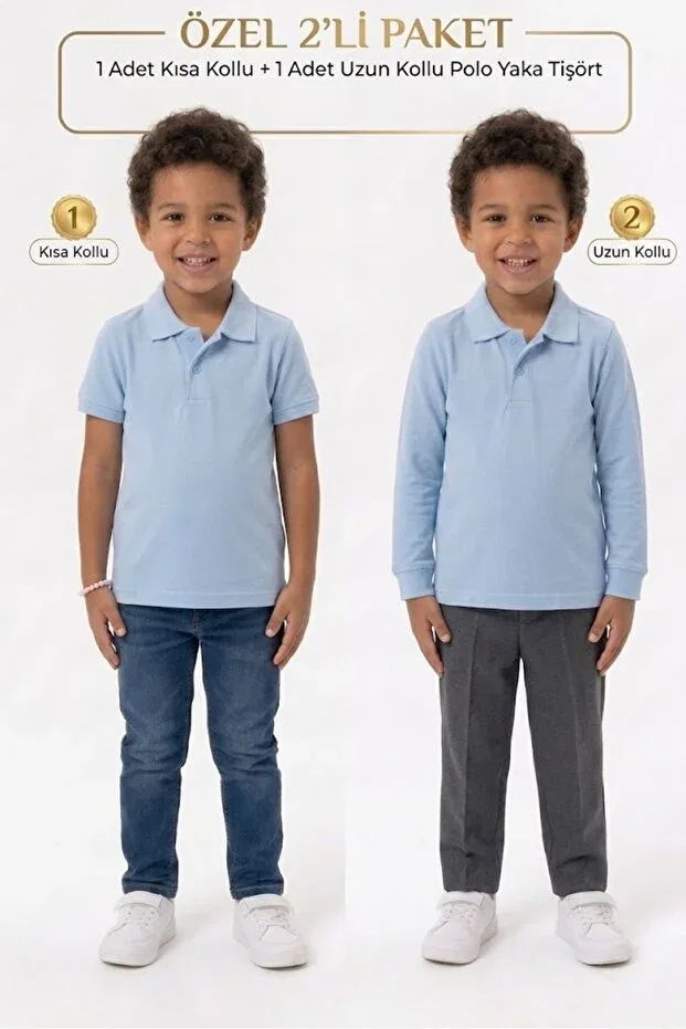 Детский комплект футболок с коротким рукавом поло Unisex Nacar Store, Baby Blue