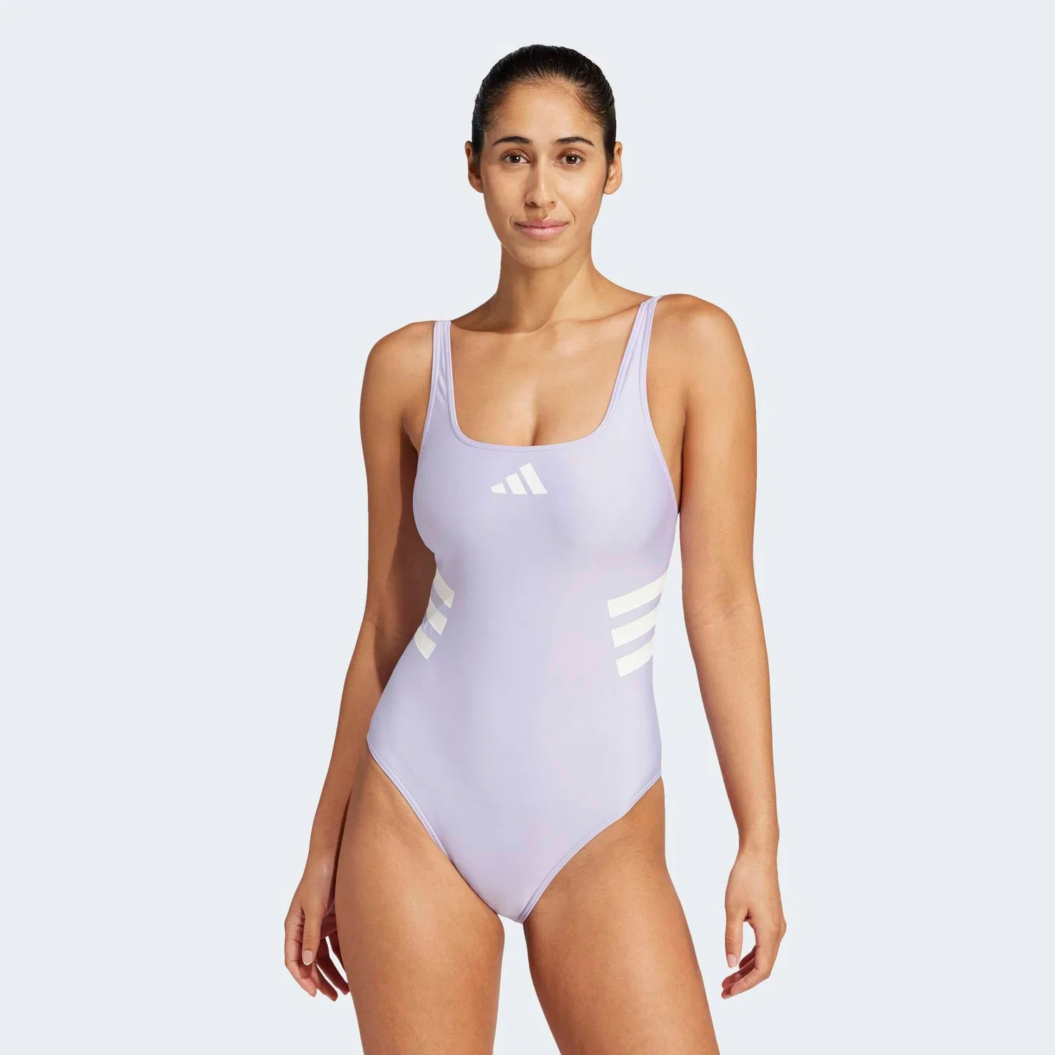 Женский спортивный купальник с U-образной спинкой Adidas Performance, Violet Tone/Warm Vanilla