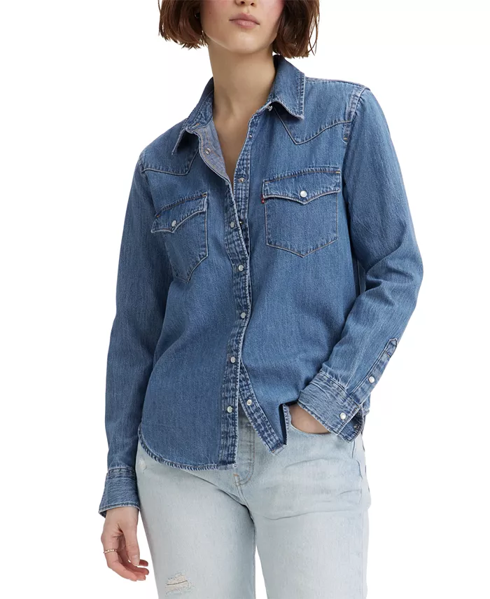 

Женская хлопковая джимовая рубашка The Ultimate Western Levi's, синий