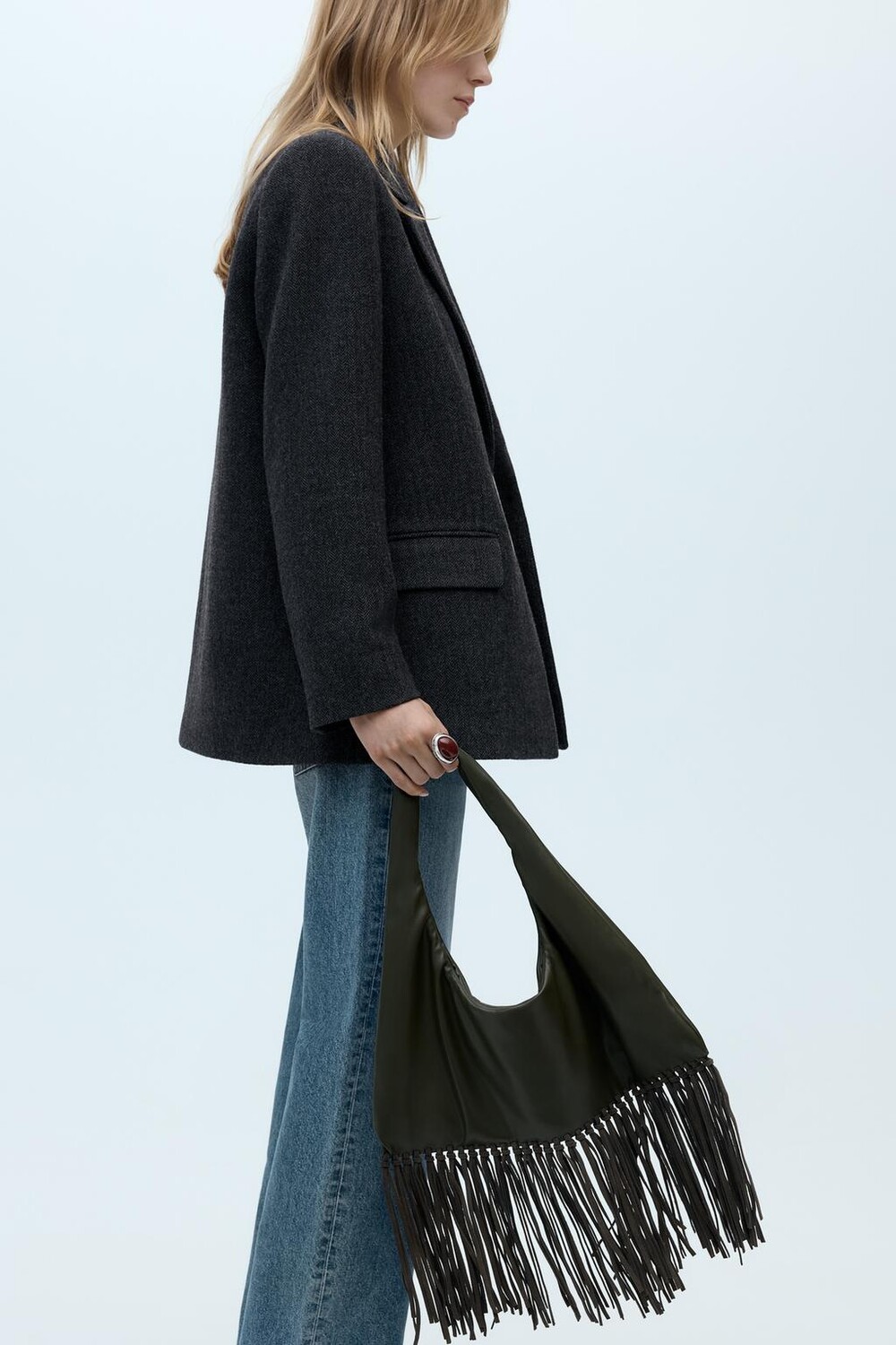 

Сумка через плечо с бахромой ZARA, зеленый