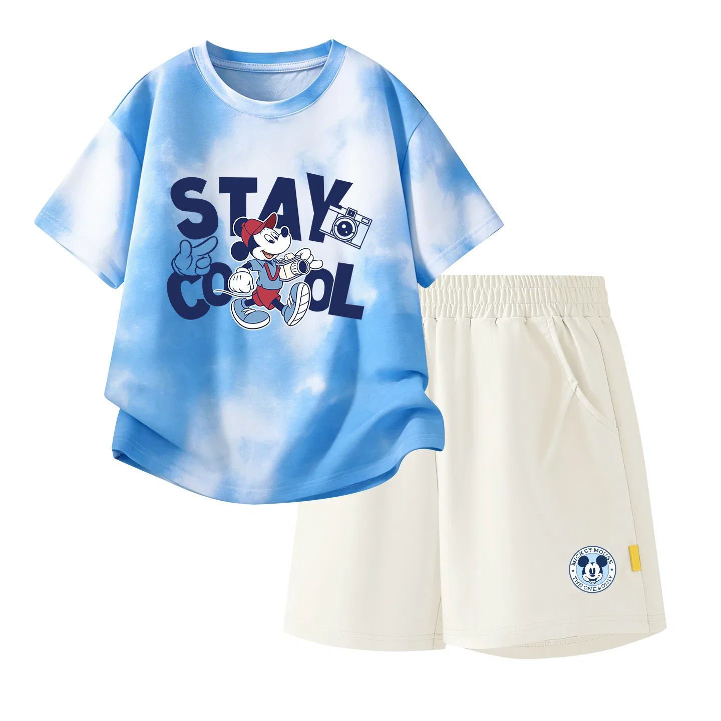 Детский спортивный костюм Casual Sportswear 2 Piece Set Disney, Di Videography Cloud Blue+Di Round Logo Mickey Mouse K_Bottom Right Mist White