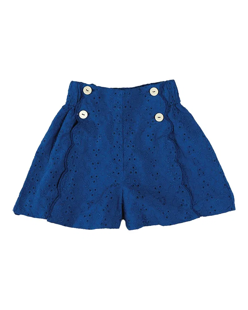 Pepa London Broderie Anglais Button Detail Short, синий