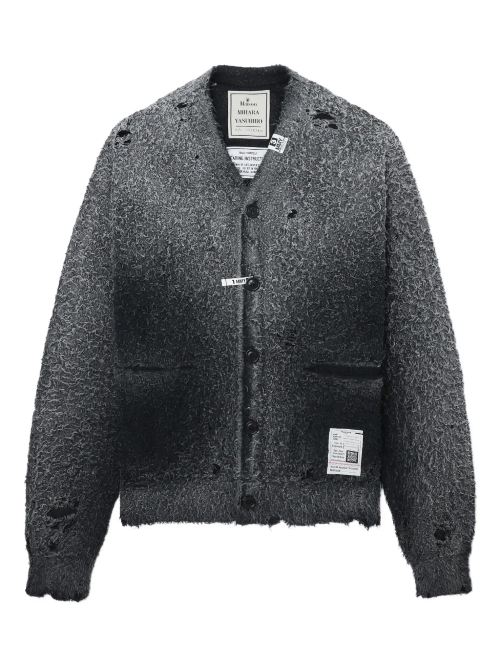 

Кардиган с потертостями и карманами Maison Mihara Yasuhiro, черный