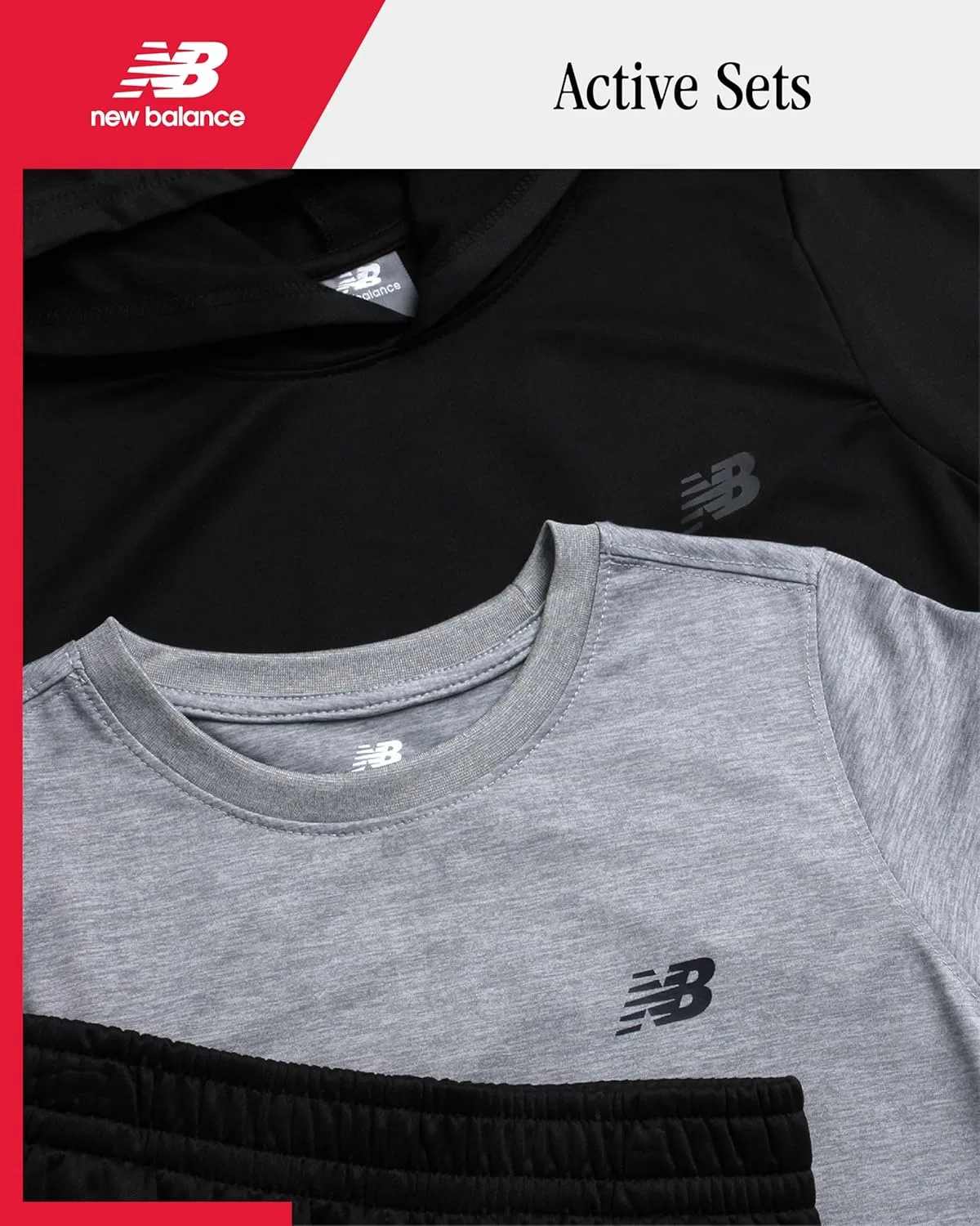 Детский спортивный костюм New Balance, 3 предмета, серо-чёрный — фото 2