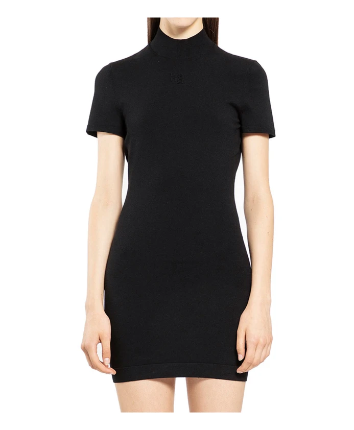 

Чайное платье с тисненым логотипом Alexander Wang, черный