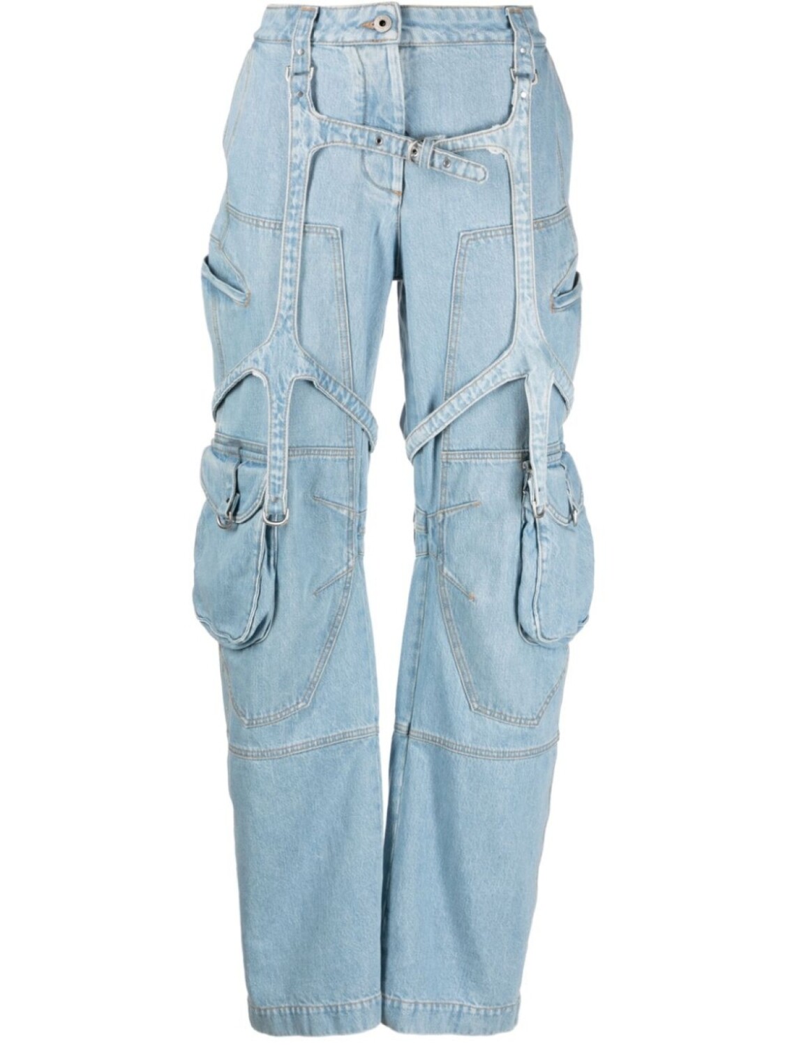 

Off-White широкие джинсы Bleach Cargo, синий