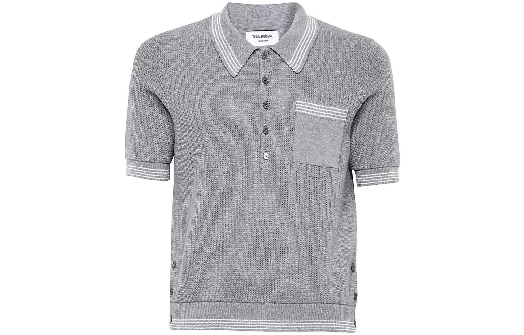 

Футболка поло мужская серая THOM BROWNE