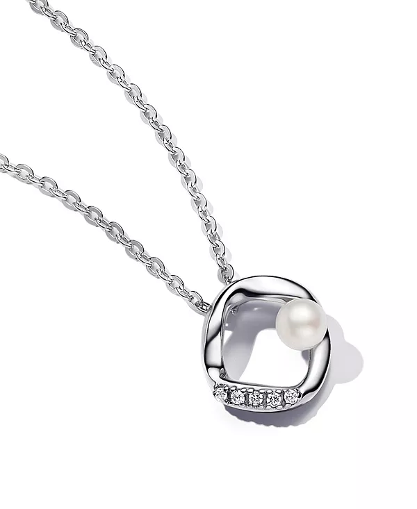 

Ожерелье из искусственного пресноводного жемчуга в форме паве, круг, 17,7 дюйма Pandora, silver