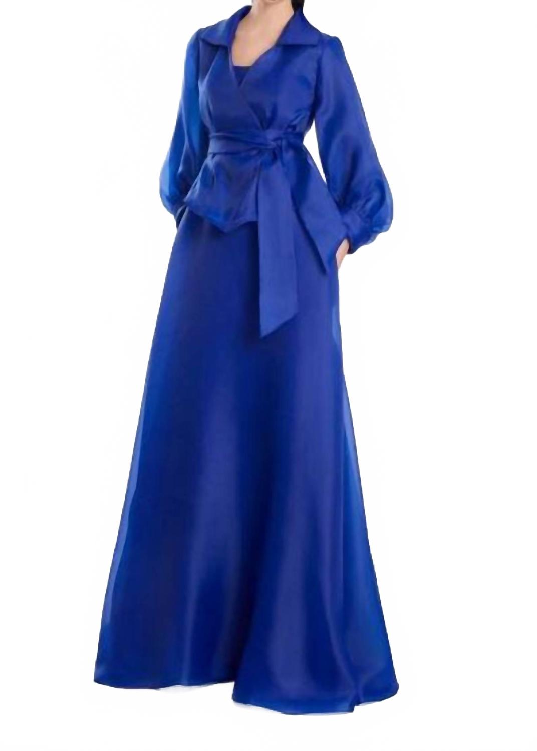 

Блузка из органзы поверх платья на тонких бретельках в цвете Royal Alexander By Daymor, Royal