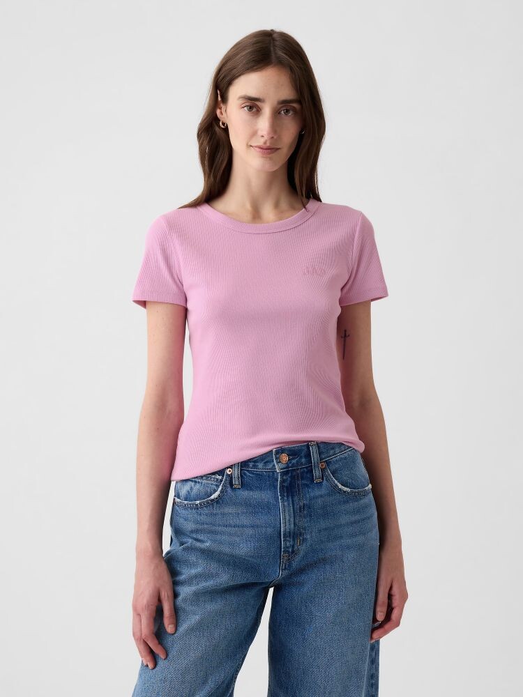 

Рубчатая футболка с логотипом Gap, розовый