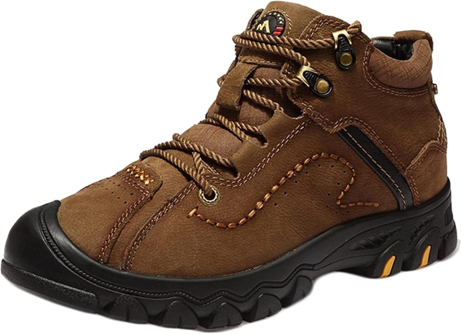 

Мужские короткие зимние ботинки Yiozoi, высокие, для улицы, водонепроницаемые, теплые с плюшевой подкладкой, кожаные, с шнуровкой, повседневные мужские ботинки на щиколотку, противоскользящие, хаки