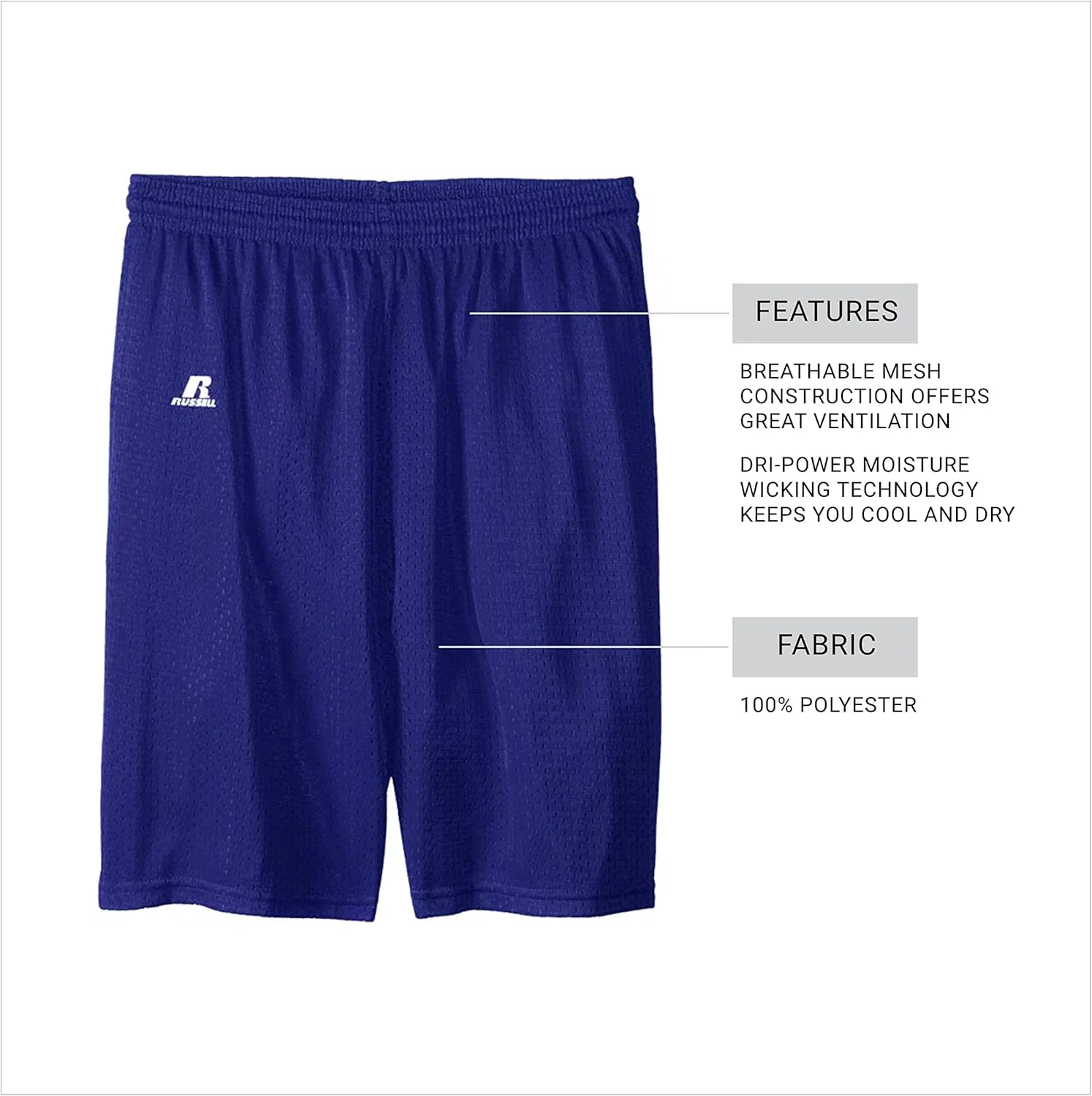 Детские сетчатые шорты Russell Athletic Big Boys' Youth, Navy — фото 4