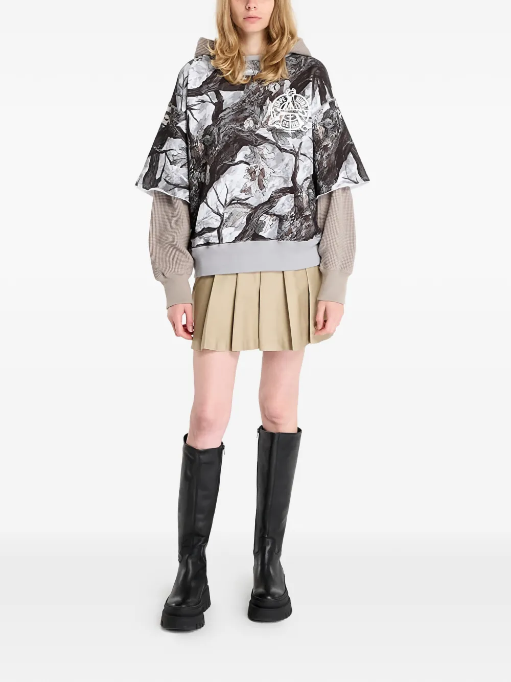 Многослойное худи с камуфляжным принтом Tree Edge A Bathing Ape, нейтральный — фото 2
