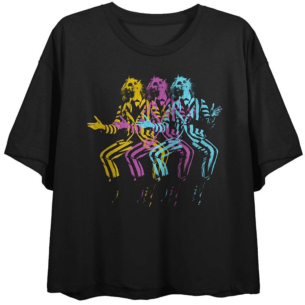 

Укороченная футболка с графическим рисунком Juniors' Beetlejuice Illusion Licensed Character, черный