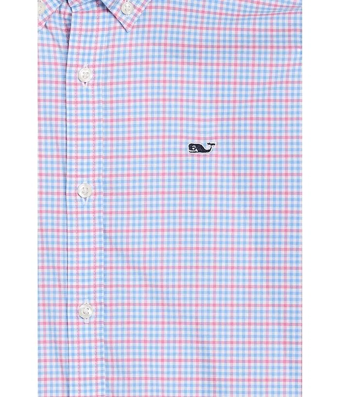 Рубашка с клетчатым принтом Catamaran Check Performance Cotton Vineyard Vines Kids, Bahama Breeze — фото 3