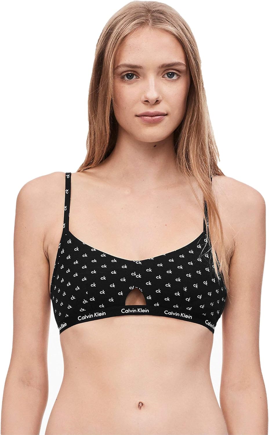 

Женский бюстгальтер-бралетт Calvin Klein с логотипом и вырезом, Ck Logo Print(Qp1578-099)/Black