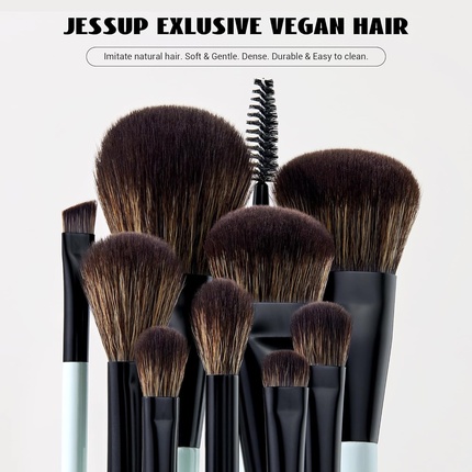Набор кистей для макияжа Makeup Brush Set 6pcs Double Sided Brushes Foundation Contour Blush Highlight Blending Eyebrow Eyeshadow Vegan Make up Bright Cyan T501 — фото 2