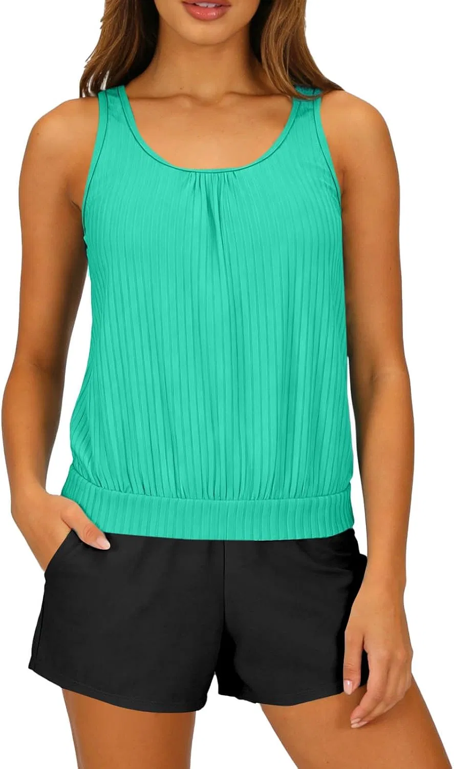 Женский танкини с утяжкой живота, Summer Modest, Green