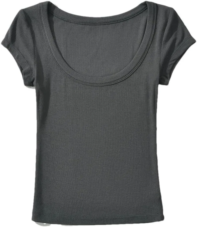 Женская футболка с круглым вырезом из хлопка, Deep Gray9