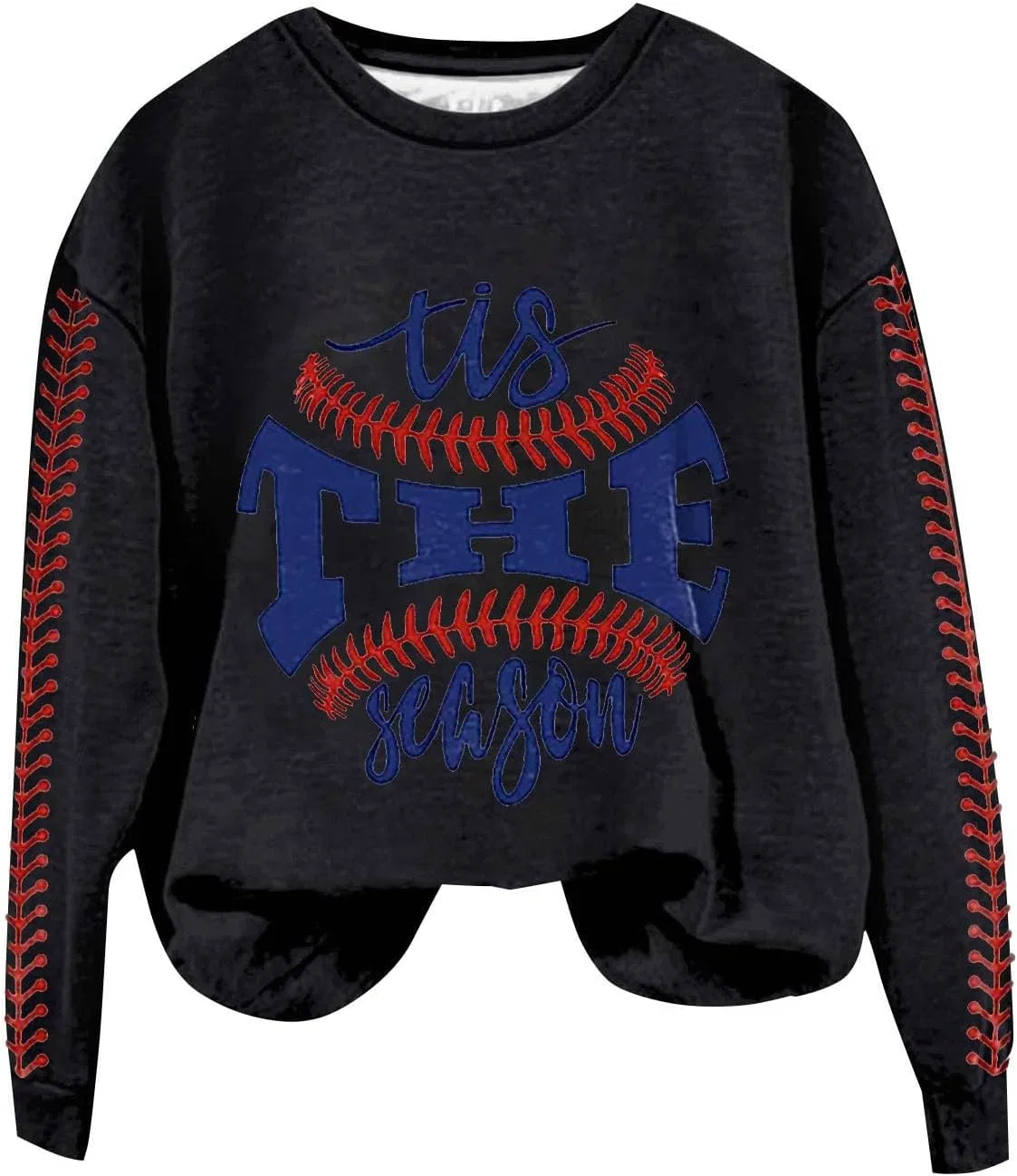 Женский свитшот с круглым вырезом с принтом Baseball Mom, Heevina, 02-a-black